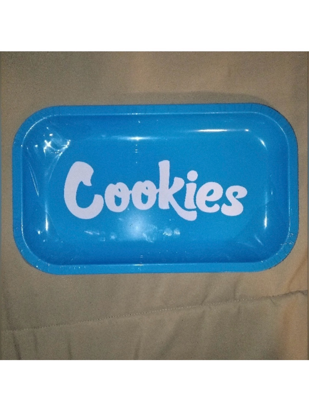Cookies Blue Medium Metal Rolling Tray White Lettering 420 Friendly Brand New